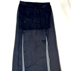 Black Layered Sheer Maxi Skirt